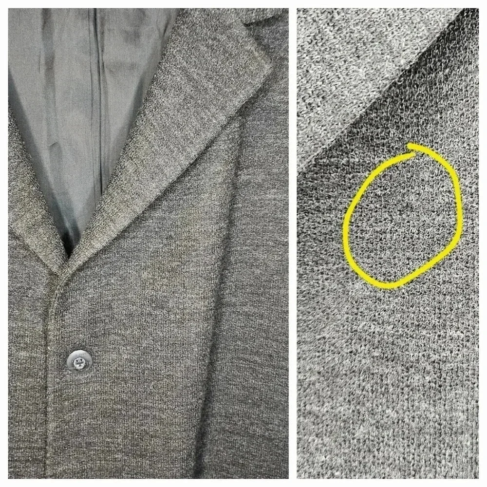 Wool Men's 100% Pure Charcoal 3-Button Sport Coat With Flaws Blazer Overcoat 46R